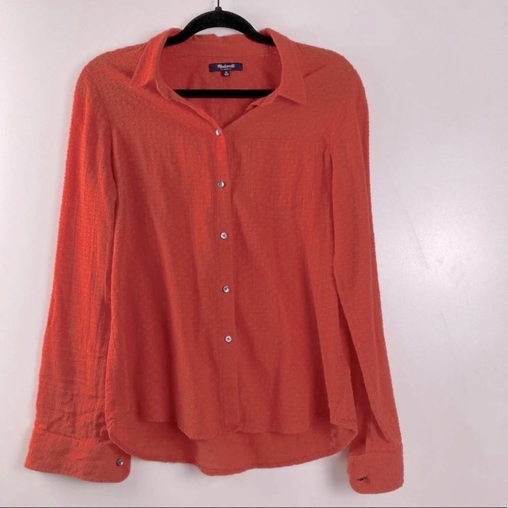 Madewell Textured Button Up Blouse Red Size Medium